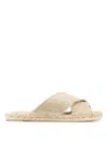 Castaã±er Castaner Womens Taupe Palmera Cross-over Linen Mules In Gold