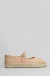 Castaã±er Leather Espadrilles With Braided Raffia Sole In Powder