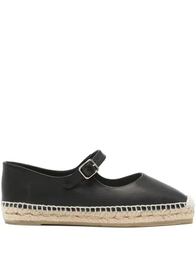 Castaã±er Black Leather Espadrilles