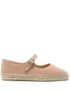 Castaã±er Leather Espadrilles With Braided Raffia Sole In Beige