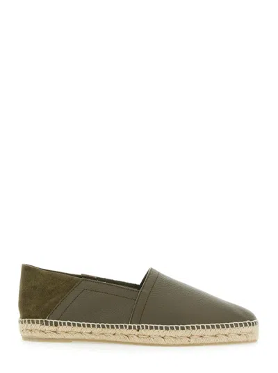 CASTAÃ±ER 'POLO' GREEN ESPADRILLAS WITH BRAIDED RAPHIA SOLE IN LEATHER MAN