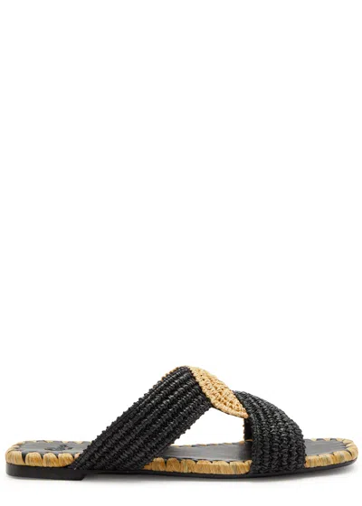 Castaã±er Castañer Prado Raffia Sliders In Black