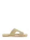 Castaã±er Puri Beige Sandals With Open Toe And Flat Sole In Fabric Woman In Grey
