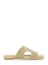 Castaã±er Puri Beige Sandals With Open Toe And Flat Sole In Fabric Woman In Grey