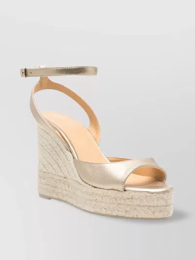 Castaã±er Raffia Sole Wedge Espadrilles In Gold