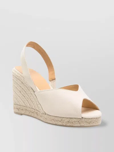 Castaã±er Raffia Wedge Canvas Espadrilles In Blanco