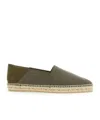 Castaã±er 'polo' Green Espadrillas With Braided Raphia Sole In Brown