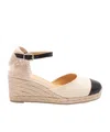 Castaã±er Castaner Wedge Espadrilles With Ankle Strap In Nude