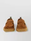 Castaã±er Round Toe Suede Espadrille Sole Penny Strap In Brown