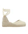 Castaã±er Canvas Platform Espadrilles With Textured Toe Cap In Ivory