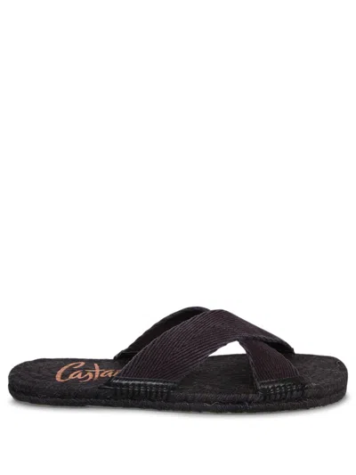 Castaã±er Castañer Man Espadrilles Steel Grey Size 9 Soft Leather, Textile Fibers In Black