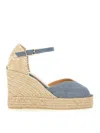 Castaã±er Light Blue Ankle Strap Wedge Espadrilles In Blue