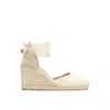 Castaã±er Woven Raffia Wedge Espadrilles In Beige
