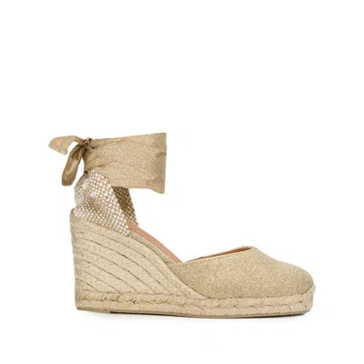 Castaã±er Weaving And Designing Slope Heels In Nude
