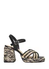 Castaã±er Castañer Vicen Raffia Heel Sandals In Black