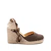 Castaã±er Carina-8-032 Wedges In Brown Canvas In Brown