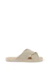 Castaã±er Castaner Womens Taupe Palmera Cross-over Linen Mules In Neutro, Gold