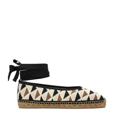 Castaã±er Straw Shoes With Round Head And Low Upper