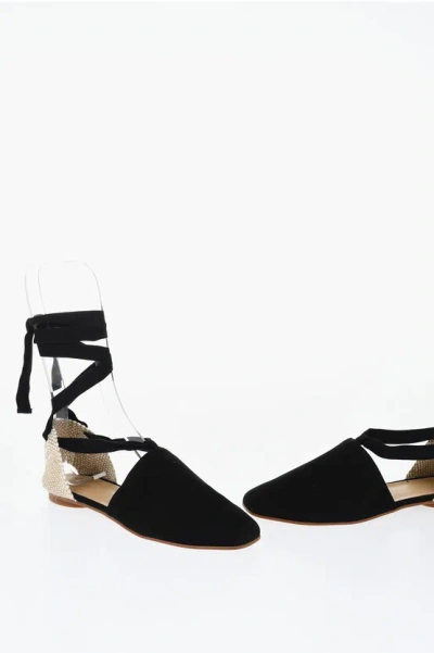 Castaã±er Tie-detail Suede Sandals In Black