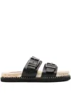 Shop Castaã±er Castañer Ter Leather Flat Sandals In Black