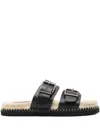 Castaã±er Castañer Ter Leather Flat Sandals In Black