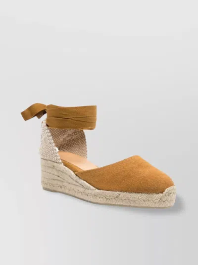 Castaã±er Textured Fabric Closed Toe Espadrille Wedge In Brown