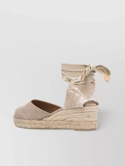 Castaã±er Textured Fabric Wedge Espadrilles In Neutral
