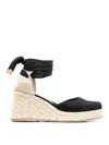 Castaã±er Bianca Canvas Ankle-strap Espadrille Sandals In Black