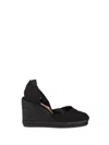 Castaã±er Black Carina Espadrille Sandals With Wedge Heel In Black