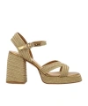 Castaã±er Castaner Vintage Gold Valle Sandals With Ankle Strap In Nude