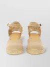Castaã±er Wedge Espadrille Peep Toe Textured Fabric