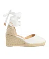 Castañer White Canvas Chiara Wedges In Nude