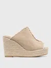Castaã±er Queral Frayed Canvas Wedge Espadrille Mules In Sand