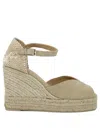 Castaã±er Neutral Bianca 80 Canvas Wedge Espadrilles In Beige