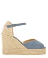 Castaã±er Light Blue Ankle Strap Wedge Espadrilles In Blue
