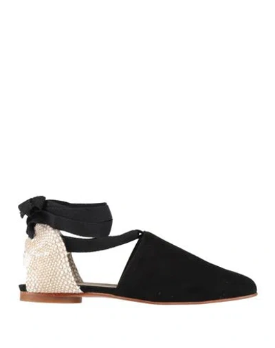 CASTAÃ±ER CASTAÑER WOMAN BALLET FLATS BLACK SIZE 7.5 LEATHER
