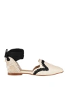 Castaã±er Castañer Woman Ballet Flats Ivory Size 7.5 Textile Fibers
