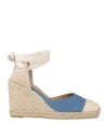 Castaã±er Blue Espardille Carina Sandals With Wedge Heel In Cotton Woman In Blue
