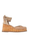 Castaã±er Castañer Woman Espadrilles Beige Size 7.5 Leather In Beige