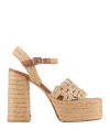 Castaã±er Castañer Woman Espadrilles Beige Size 7.5 Textile Fibers In Beige