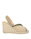 CASTAÃ±ER CASTAÑER WOMAN ESPADRILLES BEIGE SIZE 7.5 TEXTILE FIBERS