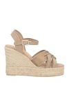 Castaã±er Castañer Woman Espadrilles Sand Size 6.5 Textile Fibers, Leather In Beige