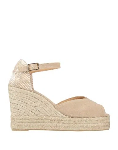 CASTAÃ±ER CASTAÑER WOMAN ESPADRILLES BEIGE SIZE 8.5 TEXTILE FIBERS