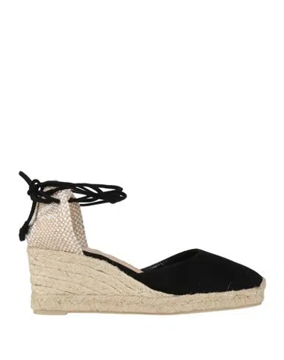 Castaã±er Castañer Woman Espadrilles Black Size 10 Leather, Textile Fibers