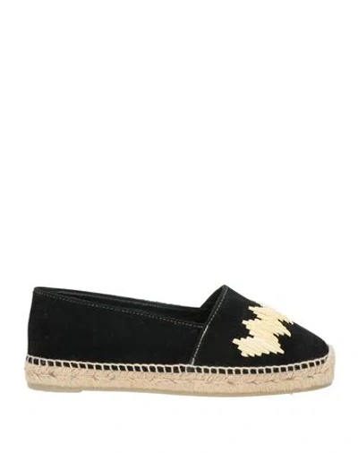 Castaã±er Castañer Woman Espadrilles Black Size 6 Leather, Textile Fibers