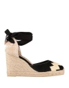 Castaã±er Castañer Woman Espadrilles Black Size 6.5 Leather, Textile Fibers