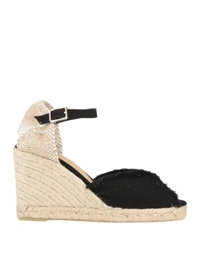 Castaã±er Peep-toe 95mm Leather Espadrilles In Black