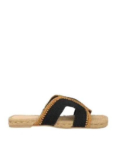 CASTAÃ±ER CASTAÑER WOMAN ESPADRILLES BLACK SIZE 7.5 TEXTILE FIBERS