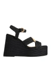 Castaã±er Castañer Woman Sandals Black Size 6.5 Textile Fibers