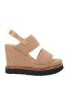 CASTAÃ±ER CASTAÑER WOMAN ESPADRILLES CAMEL SIZE 7.5 TEXTILE FIBERS